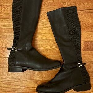 Cole Haan Black Boots Textured w Gold Buckle